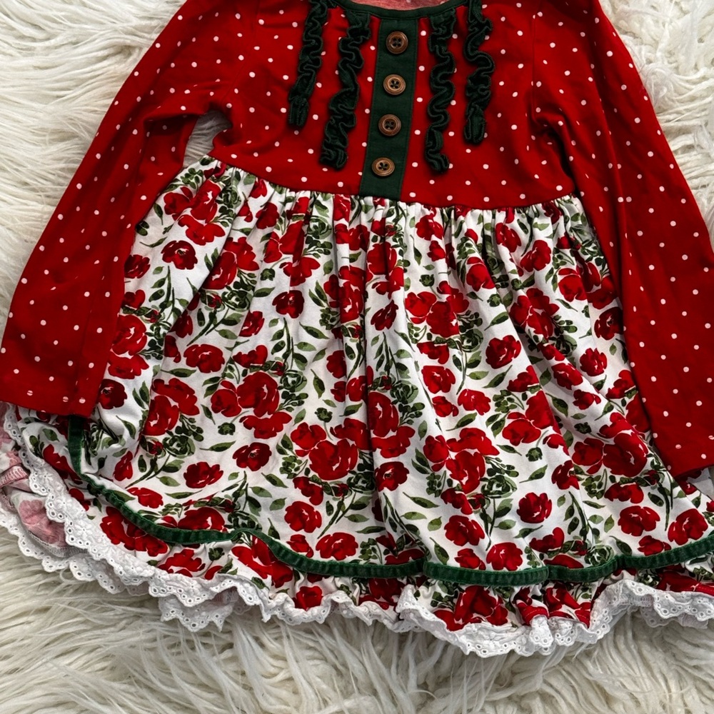 Charming Red Floral Kids Dress